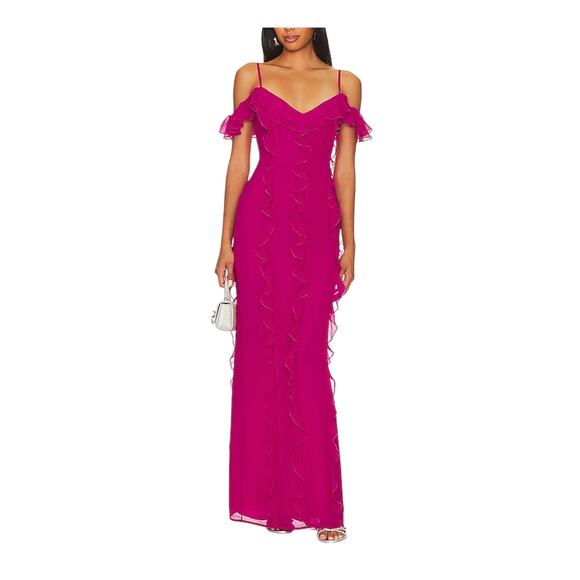 Lovers and Friends Dresses & Skirts - Lovers and Friends 'Marisol' Fuchsia Satin Gown Size S - NWT
